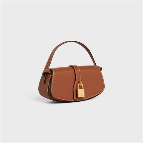 CELINE Smooth Calfskin Tabou Clutch on Strap Tan